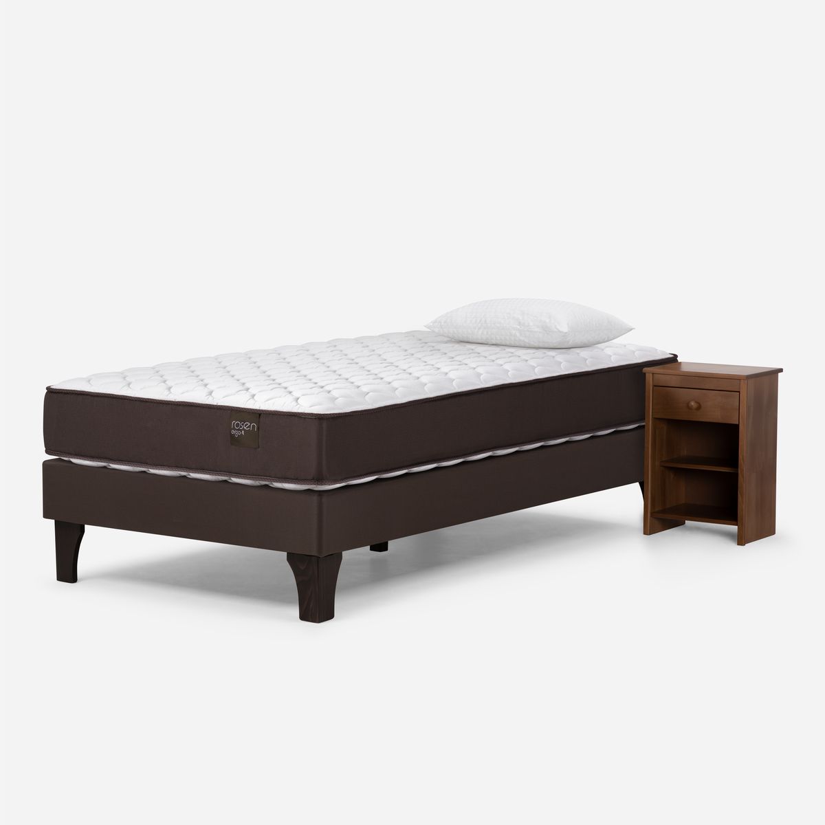 ROSEN - Cama Ergo T New 15 Plazas + Velador Ferrara y Almohada