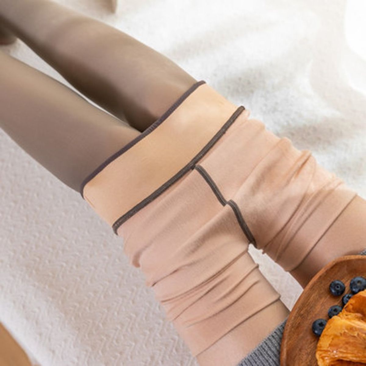 VELVET - Calza Efecto Piel Panty Con Chiporro Invierno Con Pie Mujer