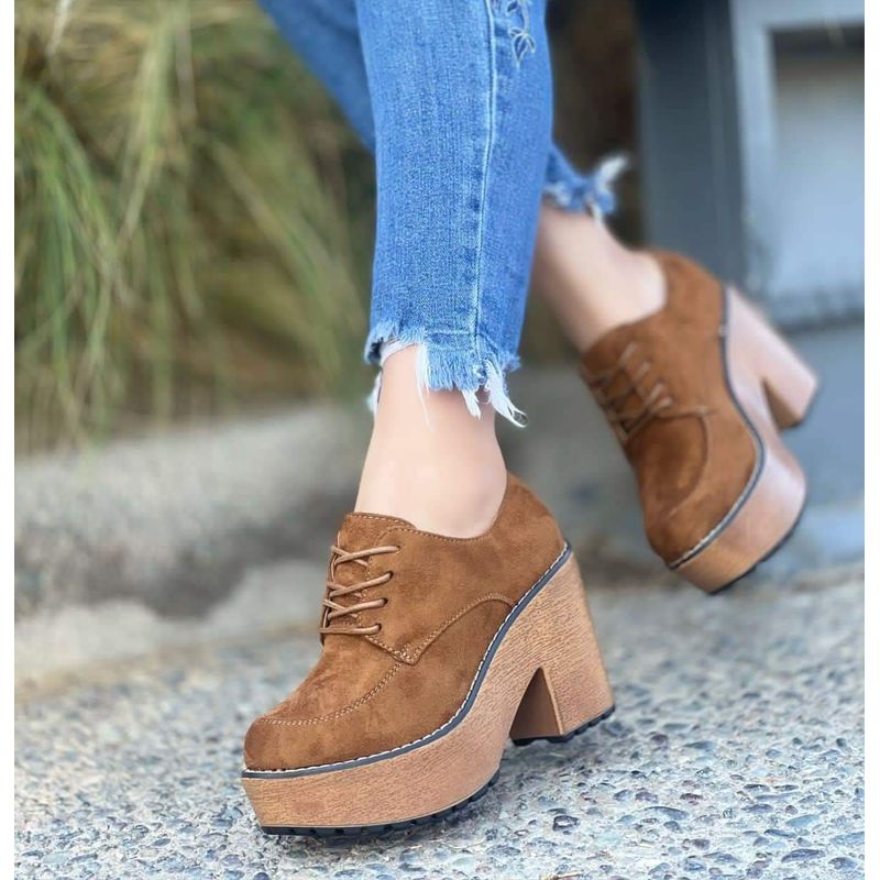 SNOOPY - Botin Mujer en Gamuza Color Camel  M389
