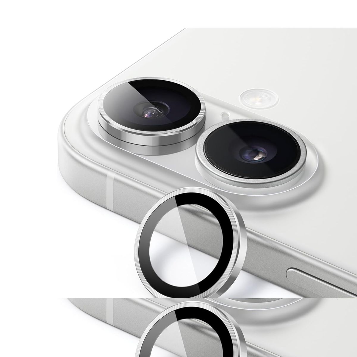 JOIGO - Protector Metalizado Para Camara De iPhone 16/16 Plus Plateado