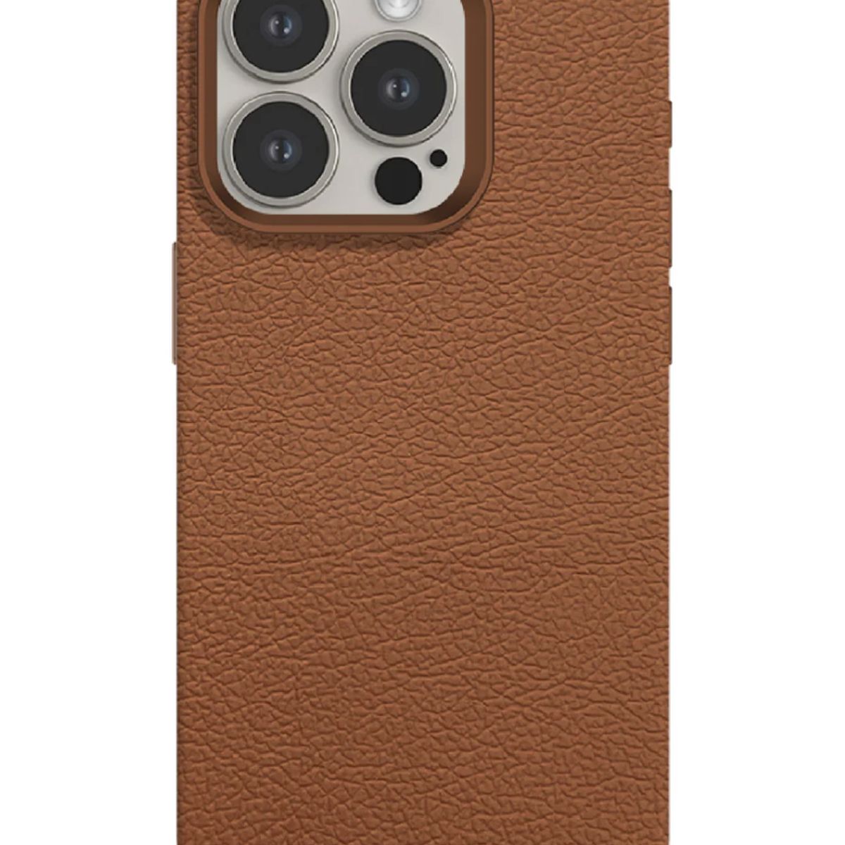 GENERICO - Carcasa Magsafe Leather & Aluminum café IPH 15