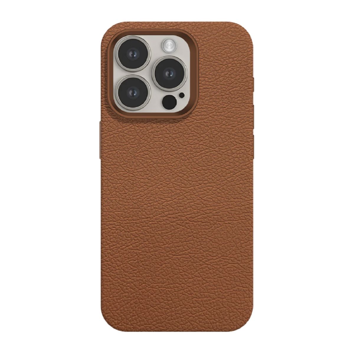 GENERICO - Carcasa Magsafe Leather & Aluminum café IPH 15