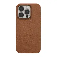 GENERICO - Carcasa Magsafe Leather & Aluminum café IPH 15 Pro