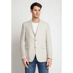 PERRY ELLIS - Chaqueta Hombre Casual Lino Natural