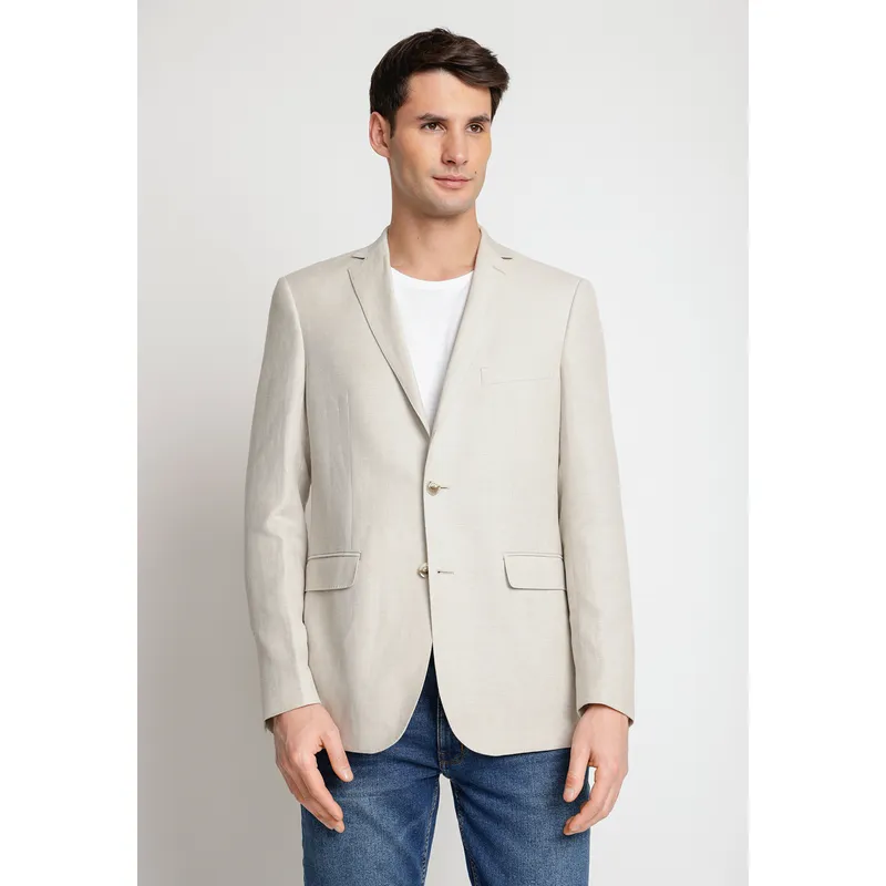 PERRY ELLIS - Chaqueta Hombre Casual Lino Natural