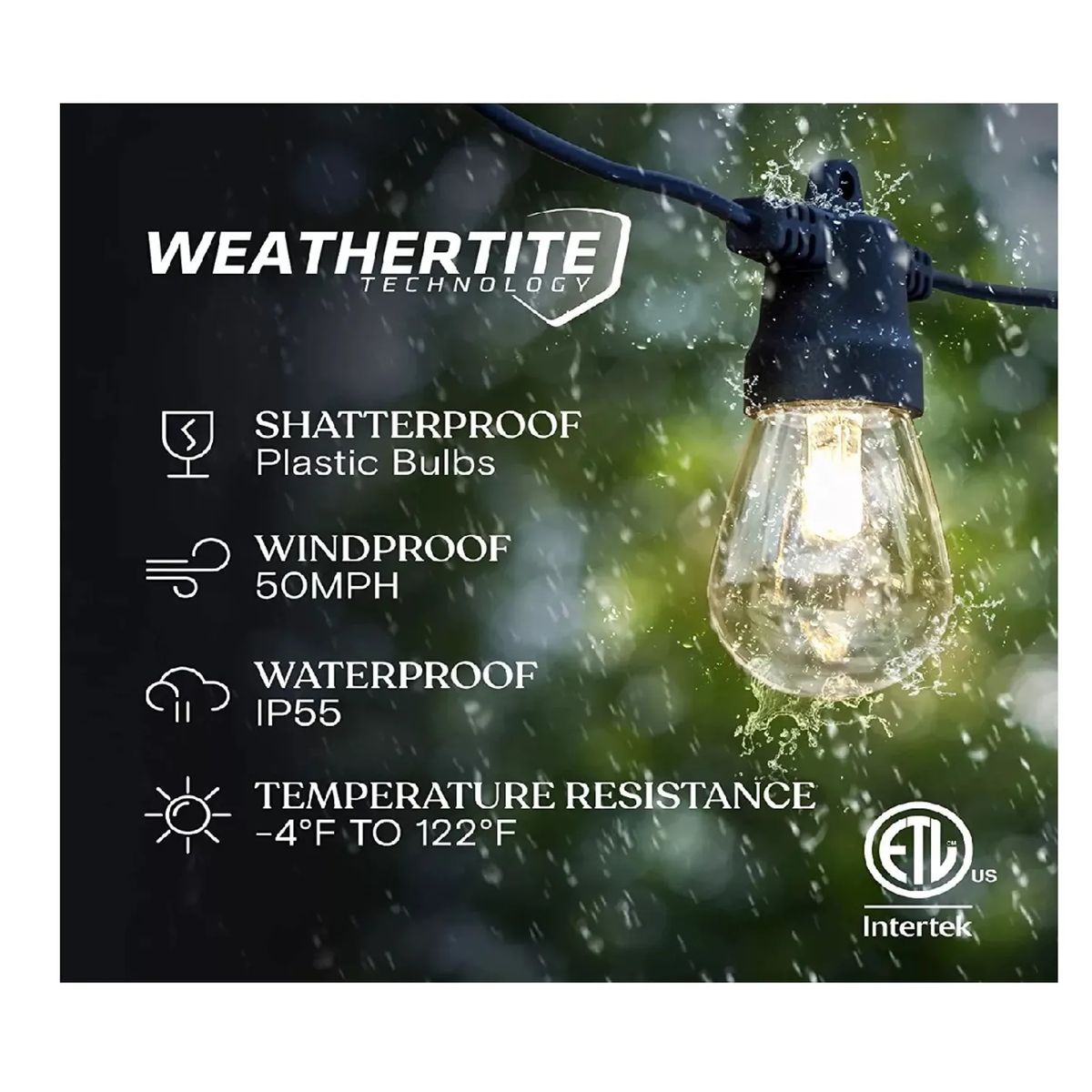 GENERICO - luces Guirnalda Solar Vintage Impermeable Con 10 Ampolletas 5 METROS