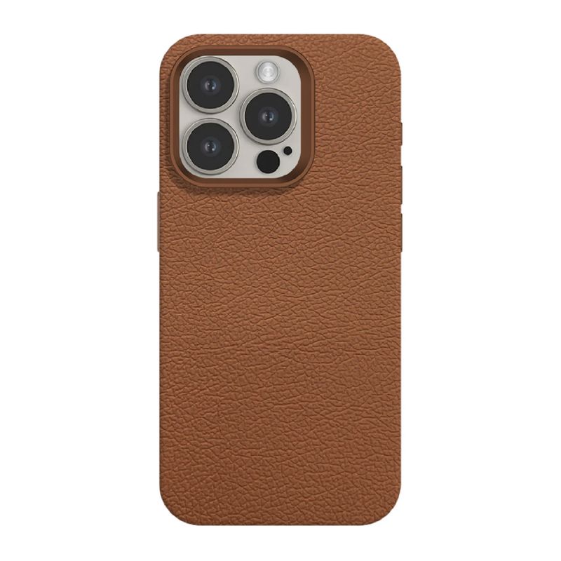GENERICO - Carcasa Magsafe Leather & Aluminum café IPH 16 Pro Max