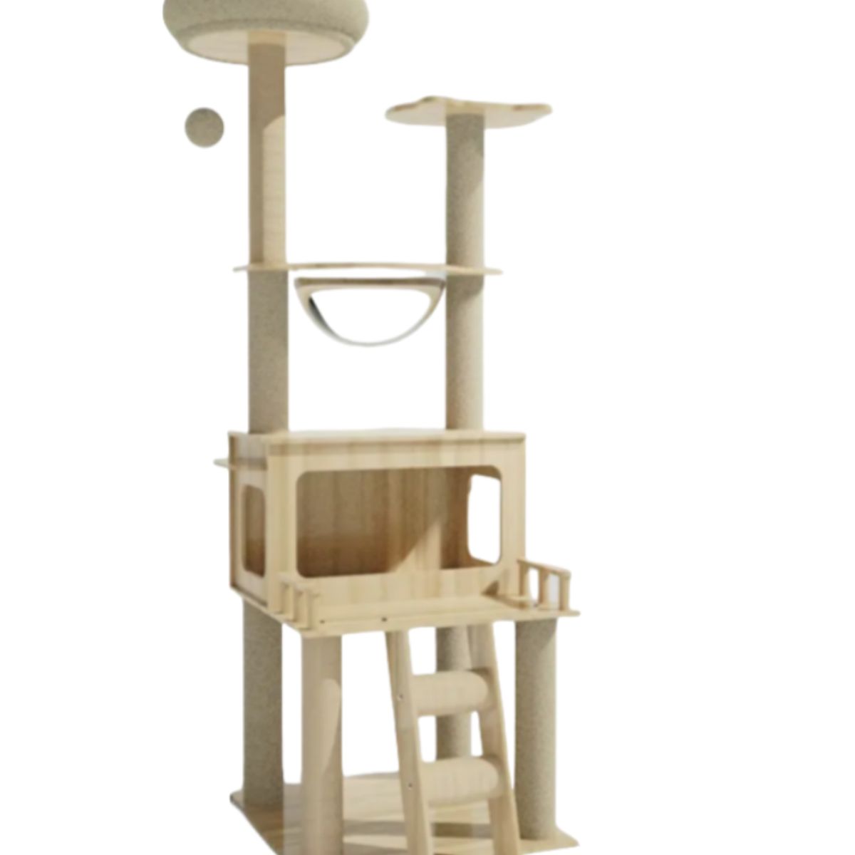 GENERAC - Rascador Torre Árbol Para Gatos 147cm Interactivo Juguetes