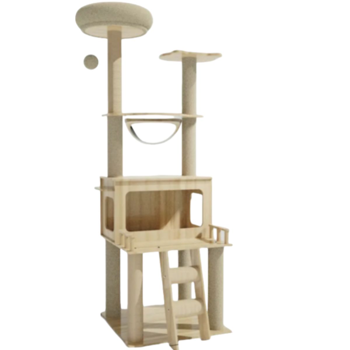 GENERAC - Rascador Torre Árbol Para Gatos 147cm Interactivo Juguetes