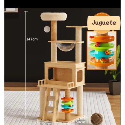 Imagen 2 del producto Rascador Torre Árbol Para Gatos 147cm Interactivo Juguetes