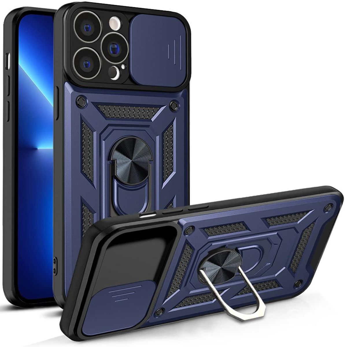 GENERICO - Carcasa Reforzada Con Cubre Cámara Para iPhone 14 Pro Max Azul