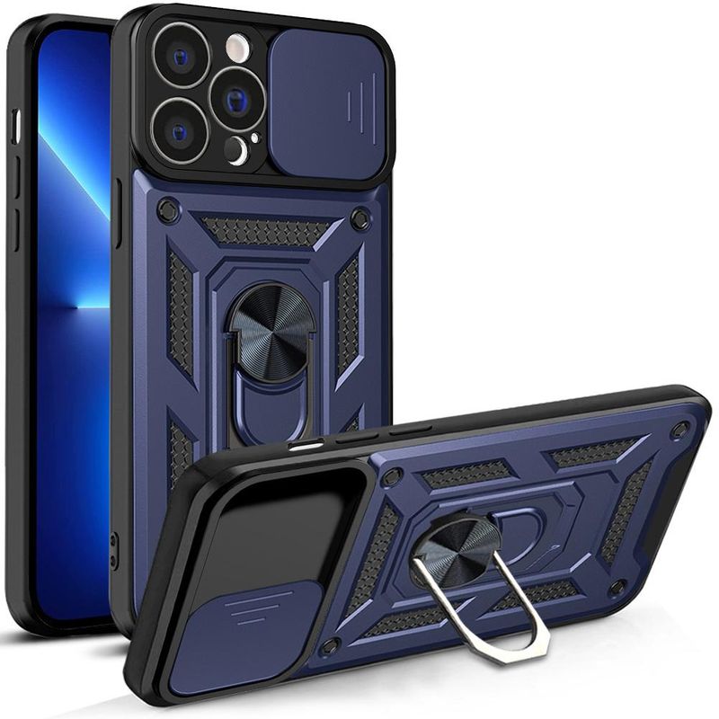 GENERICO - Carcasa Reforzada Con Cubre Cámara Para iPhone 14 Pro Max Azul