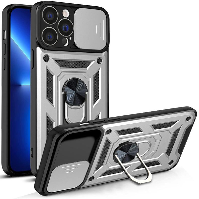 GENERICO - Carcasa Reforzada Con Cubre Cámara Para iPhone 14 Pro Max Plateada