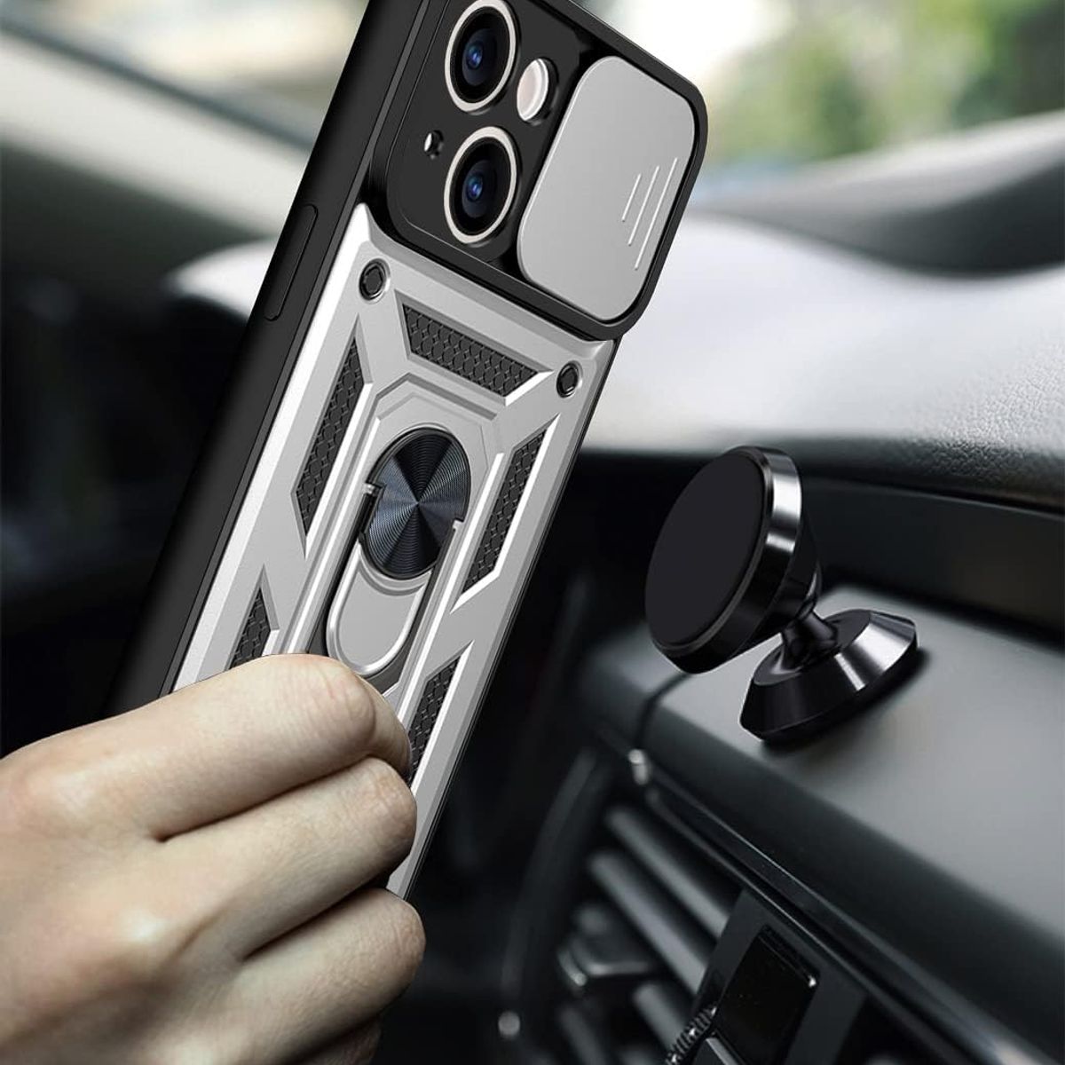 GENERICO - Carcasa Reforzada Con Cubre Cámara Para iPhone 14 Pro Max Plateada