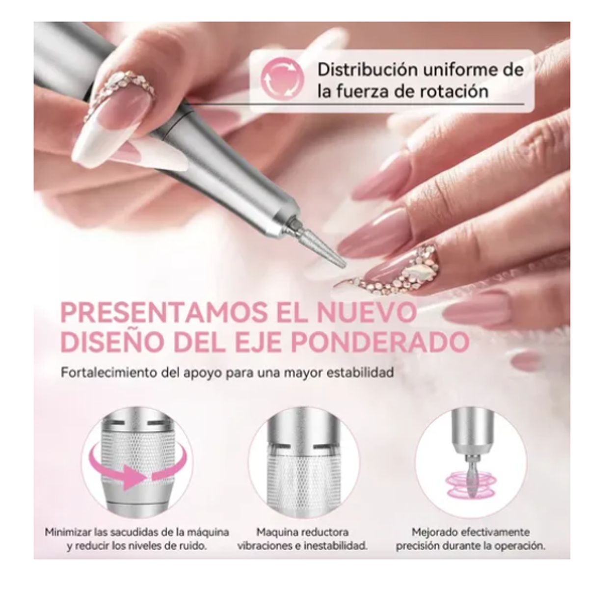 GENERICO - Kit Pulidor De Uñas Esmeril Drill Portátil 45000 Rpm+brocha
