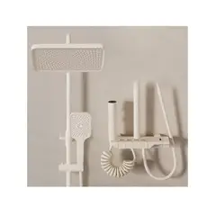 GENERICO - Ducha Columna Moderna 4 Funciones Llave Botones Blanco