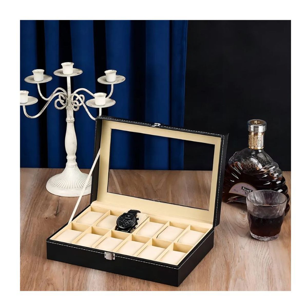 GENERICO - Estuche Alhajero Organizador De Relojes 12 Espacios