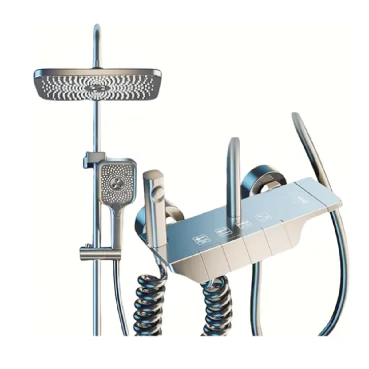 GENERICO - Ducha Columna Moderna 4 Funciones Llave Botones GRIS OSCURO