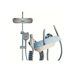 GENERICO - Ducha Columna Moderna 4 Funciones Llave Botones GRIS OSCURO