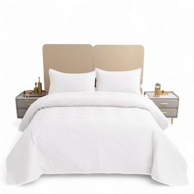 GENERICO - Cubrecama Quilt De Verano 2 Plazas + 2 Funda Medida 230x250cm Blanco