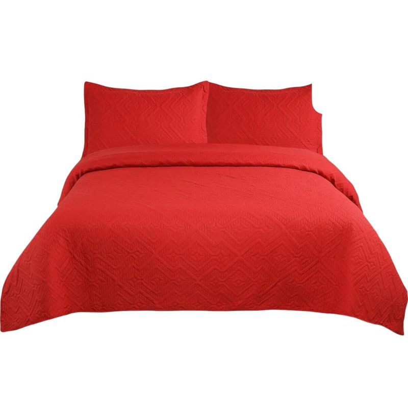 GENERICO - Cubrecama Quilt De Verano 2 Plazas + 2 Funda Medida 230x250cm Rojo