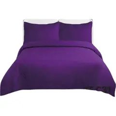 GENERICO - Cubrecama Quilt De Verano 2 Plazas + 2 Funda Medida 230x250cm Morado