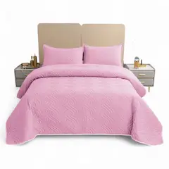 GENERICO - Cobertor De Verano 15 Plaza Quilt + 1 Funda Cubrecama 180x230cm Rosado