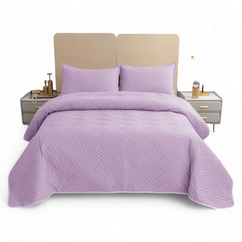 GENERICO - Cubrecama De Verano King 250x270cm Colcha + 2 Fundas Cobertor Lila