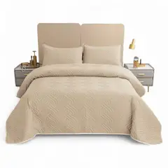 GENERICO - Cubrecama De Verano King 250x270cm Colcha + 2 Fundas Cobertor Beige