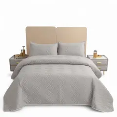 GENERICO - Cubrecama De Verano King 250x270cm + 2 Fundas Cobertor Gris Claro