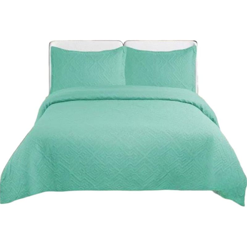 GENERICO - Cubrecama De Verano King 250x270cm Colcha + 2 Fundas Cobertor Menta
