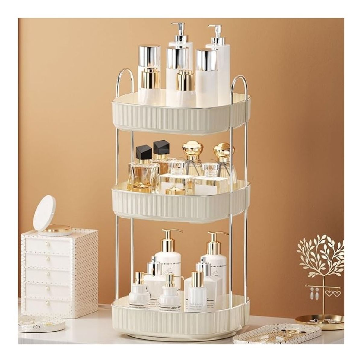 GENERICO - Organizador de Maquillaje 3 Niveles giratorio 360º