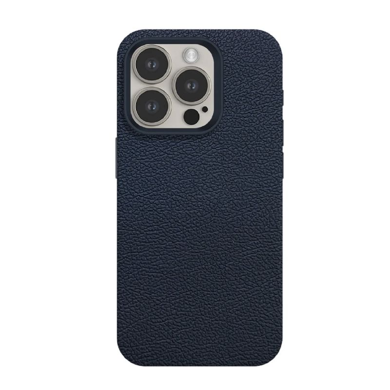 GENERICO - Carcasa Magsafe Leather & Aluminum Azul IPH 15 Pro
