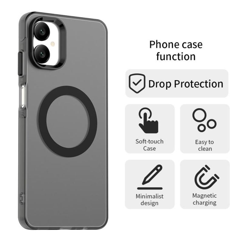 GENERICO - Carcasa para Samsung A06 5G Compatible Carga Magnética - Negro