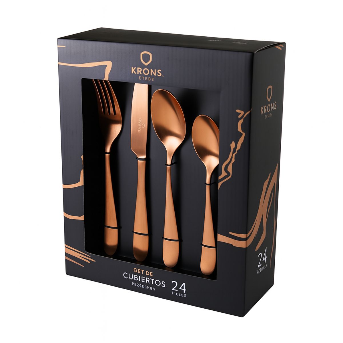 KRONS - Set 24 Cubiertos de Mesa Bronce Krons