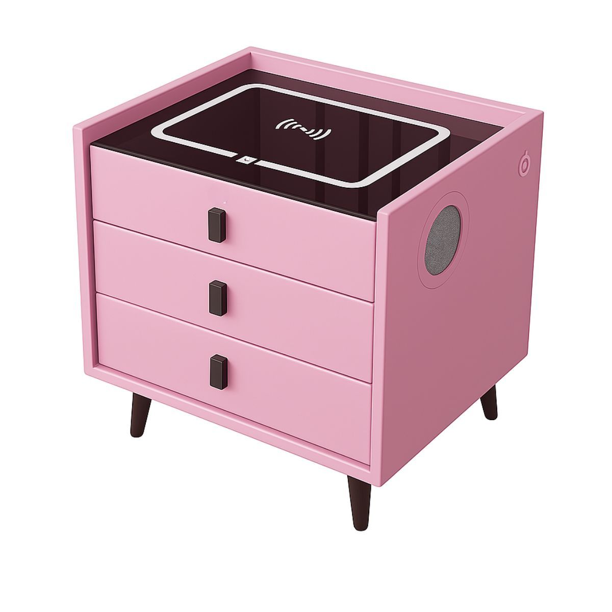 TODODESCUENTO - Velador Smart 2.0 Carga Inalámbrica Parlante Luz- Rosado