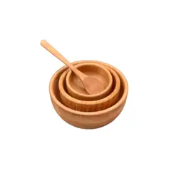 ROU ESENCIA NATURAL - Pocillos de madera raulí ROU con cuchara ( 5 cm. - 7 cm. y 10 cm.).