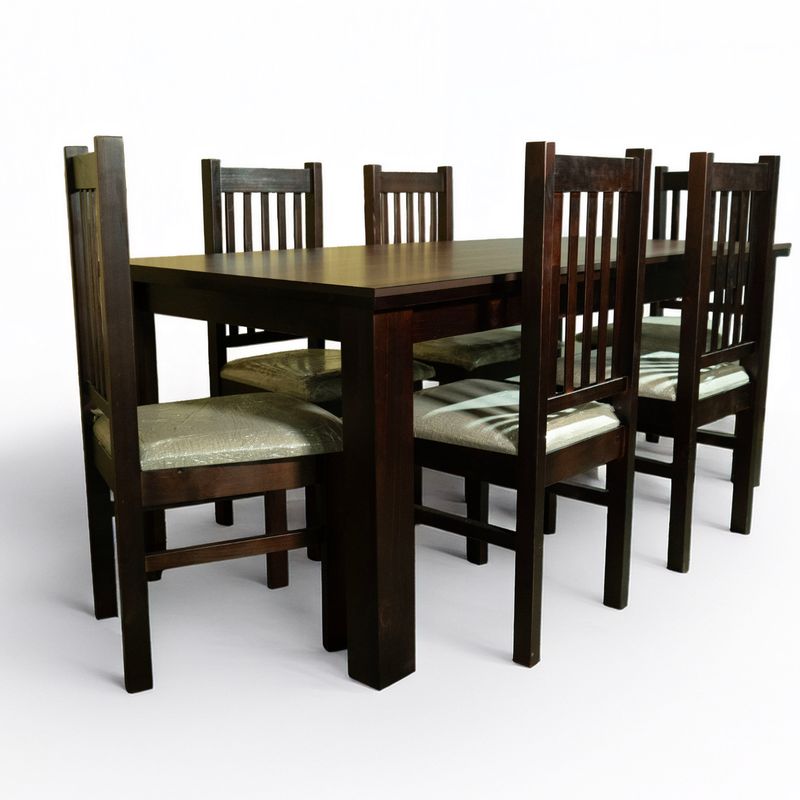 LAS ARAUCARIAS - Juego de Comedor New Praga 6 sillas mesa rectangular 1.6 chocolate