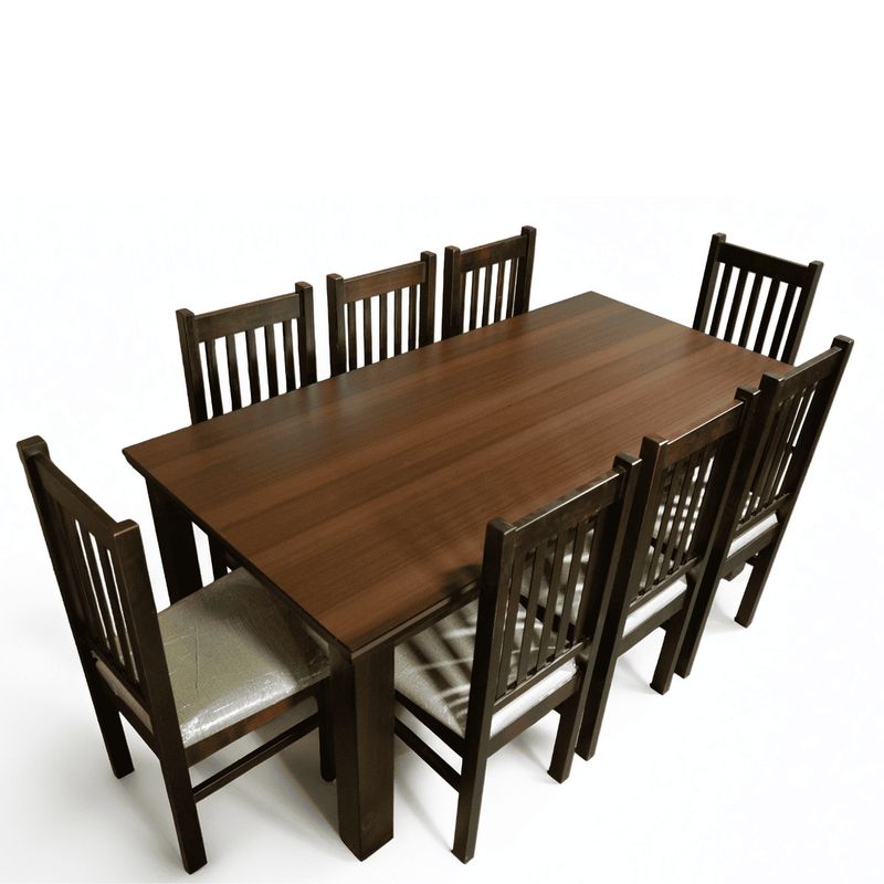 LAS ARAUCARIAS - Juego de Comedor New Praga 8 Sillas Mesa Chocolate 1.8 Rectangular