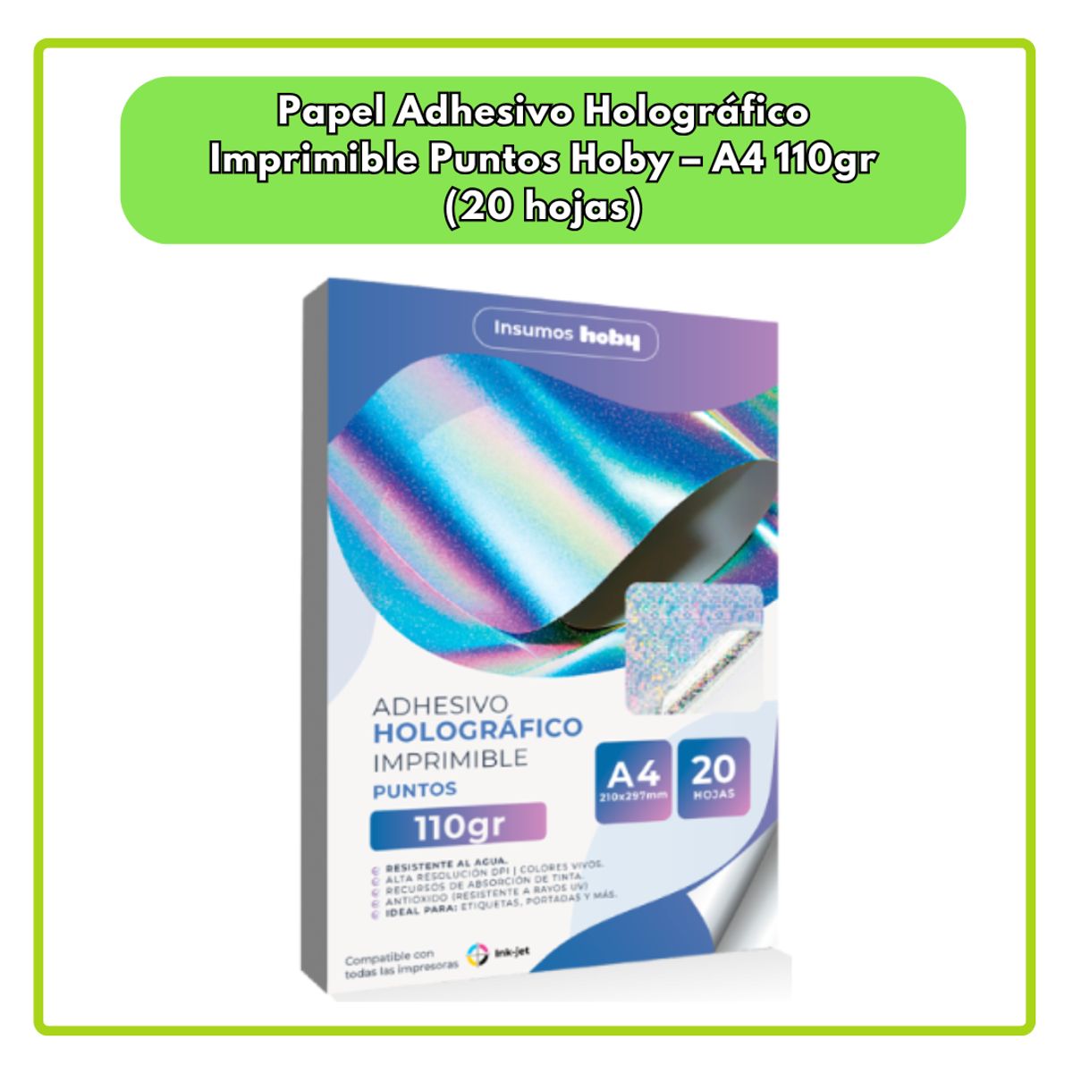 GENERICO - Papel Adhesivo Holográfico Imprimible Puntos