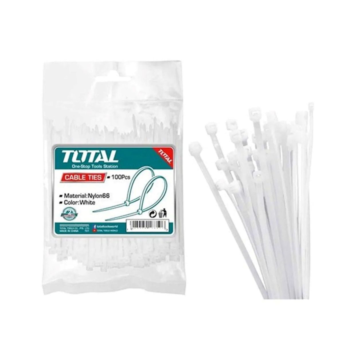 TOTAL TOOLS - Pack 100 Brida Amarra Abrazadera Pl+AOE-stica 36 x 200mm