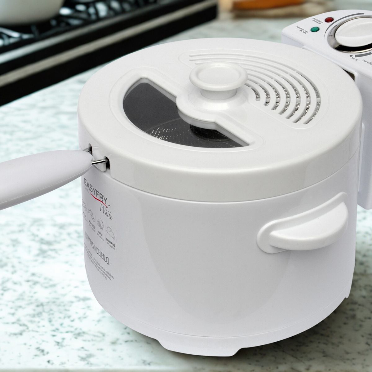 SINDELEN - Freidora Eléctrica EasyFry White FE-2510BL.