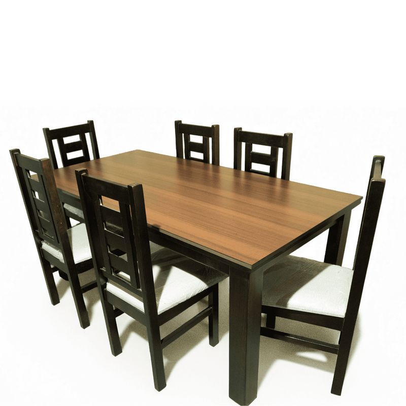 LAS ARAUCARIAS - Juego de Comedor New Barcelona 6 Sillas Mesa Chocolate Rectangular 1.6