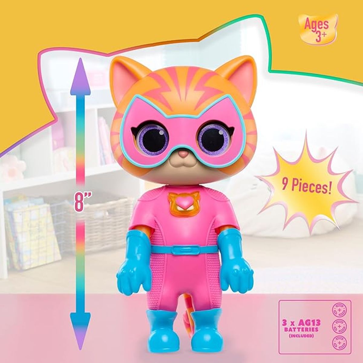 JUST PLAY - Super Gatitos Disney Junior Ginny Luz Y Sonido 9 Piezas 20cm