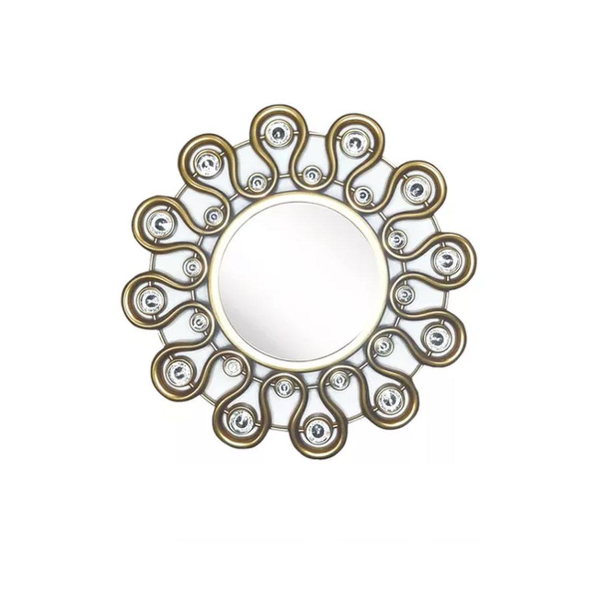 GENERICO - Set Reloj de Pared 25cm Decorativo Silencioso + 2 Espejos Dorado y Blanco