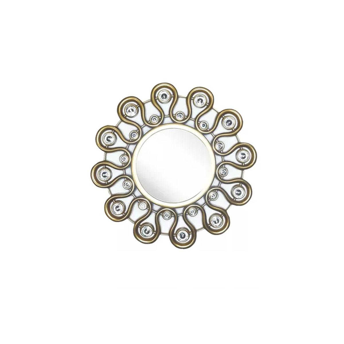 GENERICO - Set Reloj de Pared 25cm Decorativo Silencioso + 2 Espejos Dorado y Blanco