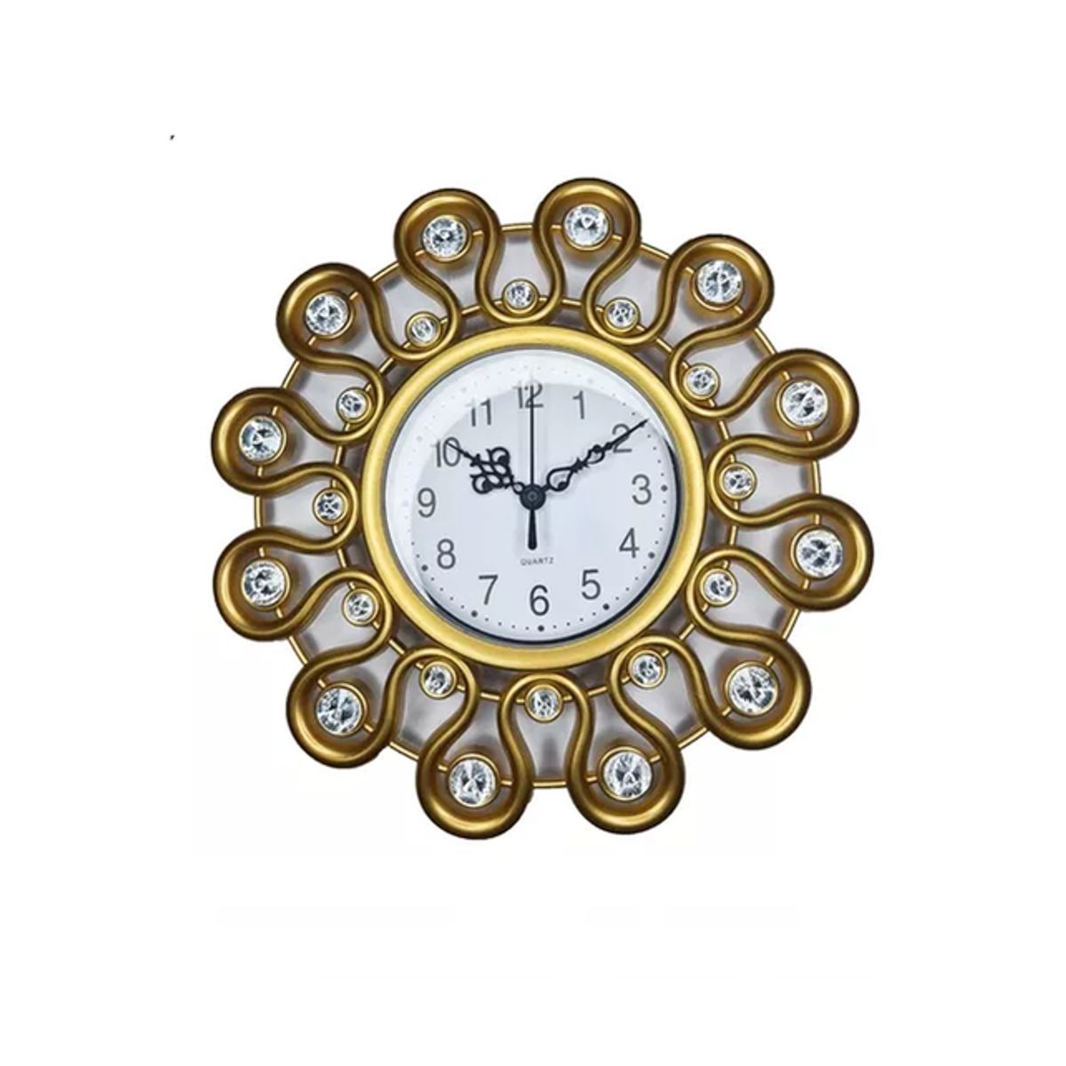 GENERICO - Set Reloj de Pared 25cm Decorativo Silencioso + 2 Espejos Dorado y Blanco