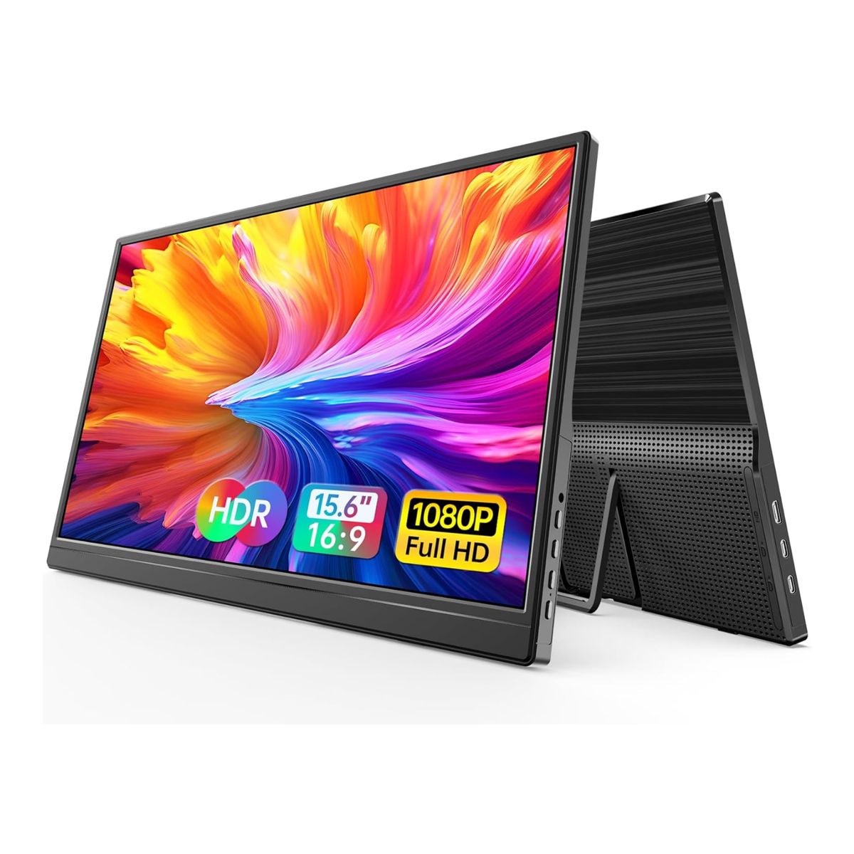 GENERICO - Monitor Portátil WGK 156 FHD 1080p USB-C Mini HDMI con soporte Negro