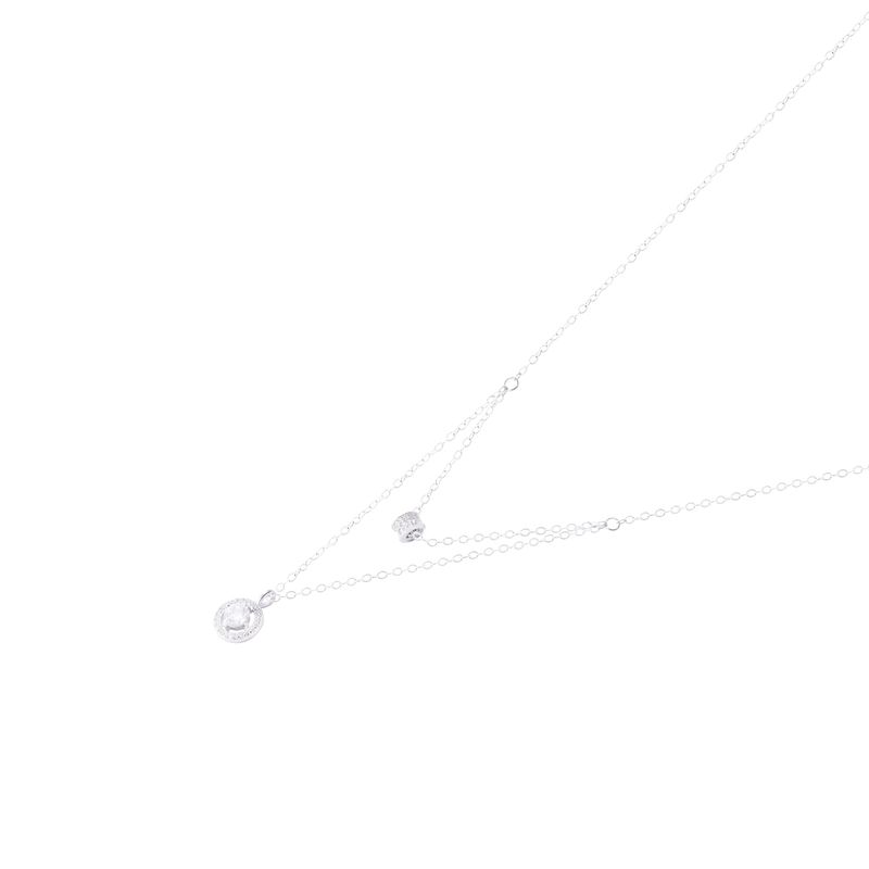 JB JOYAS BARON - Collar de Plata Esterlina 925 Doble Capa con Circones