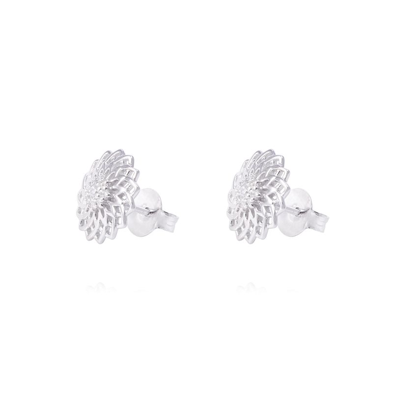 JB JOYAS BARON - Aros de Plata Esterlina Flor Circonita
